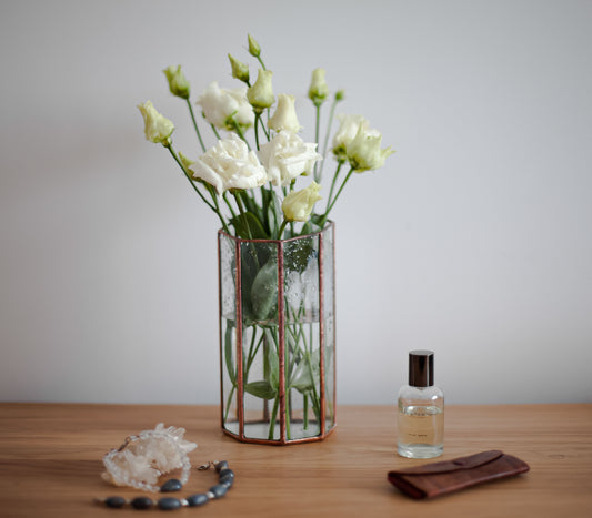 Octagonal Glass Geometric Vase