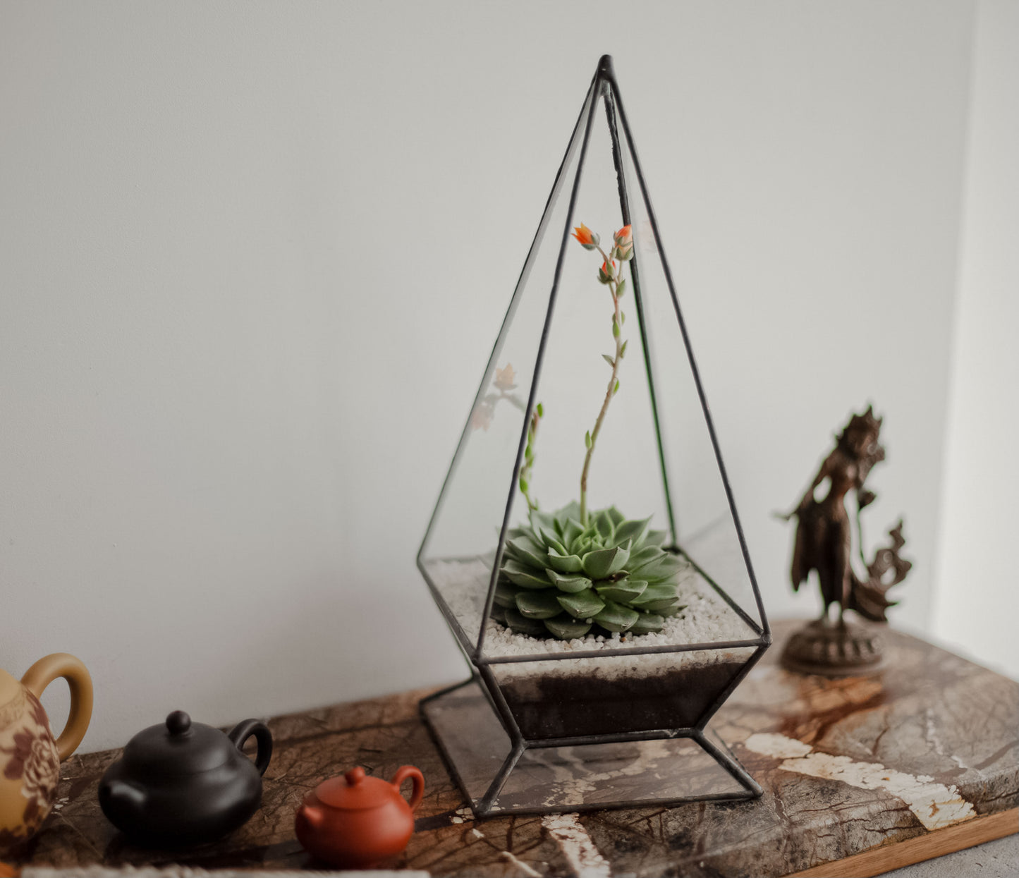 Small Pyramid Glass Planter
