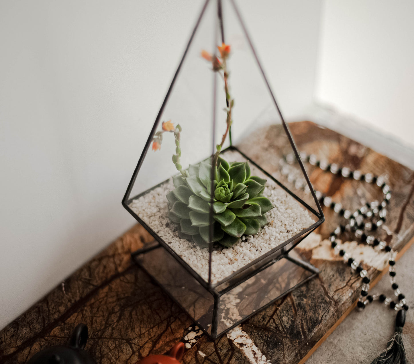 Small Pyramid Glass Planter