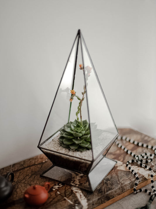 Small Pyramid Glass Planter