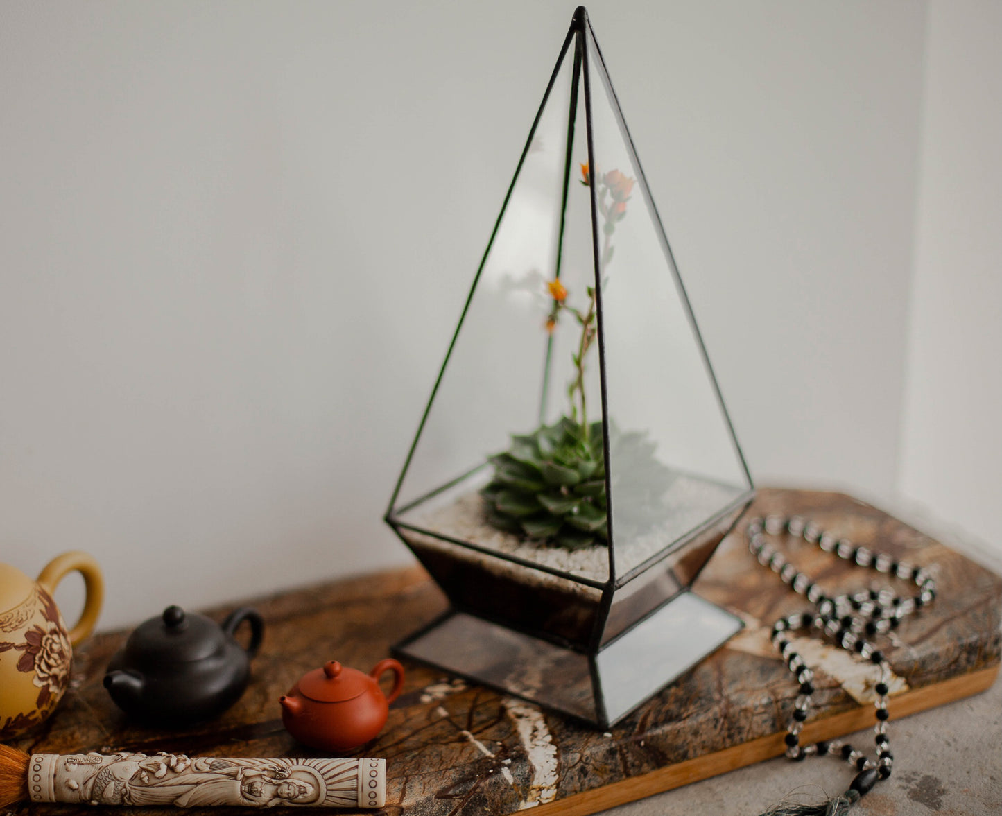 Small Pyramid Glass Planter