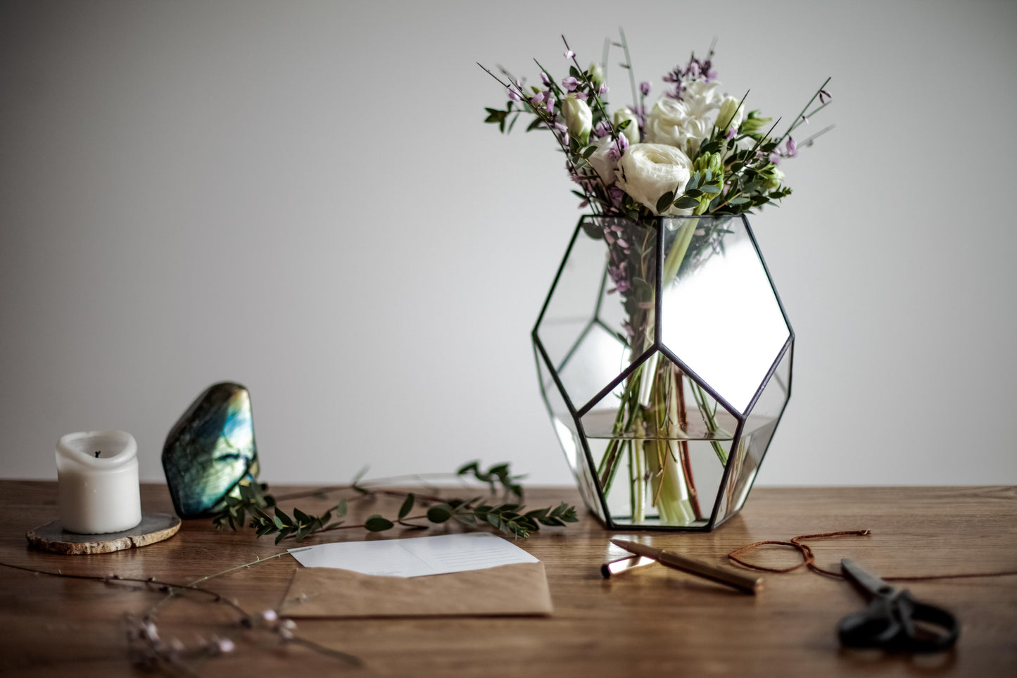 Geometric Dodecahedron Glass Vase