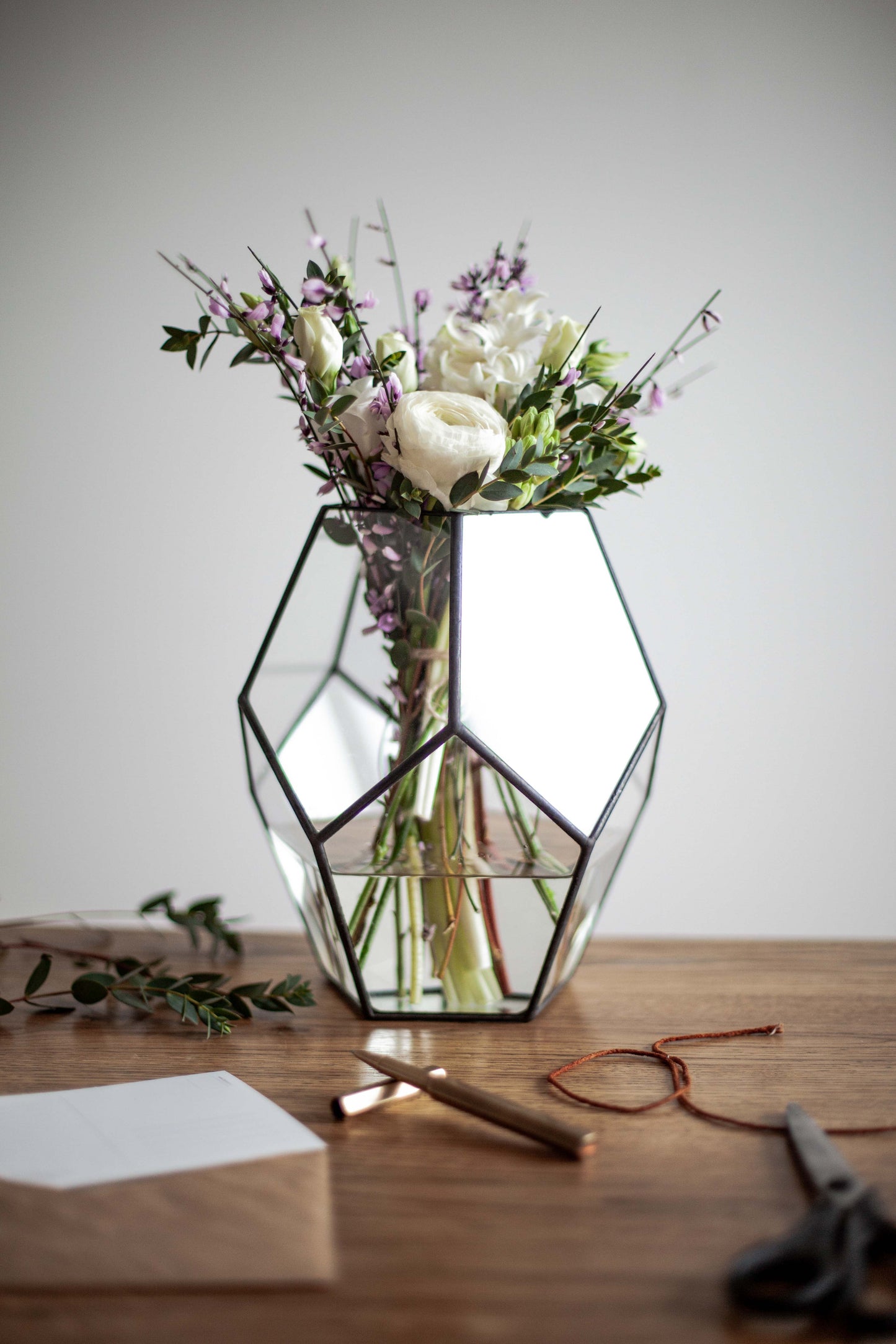 Geometric Dodecahedron Glass Vase
