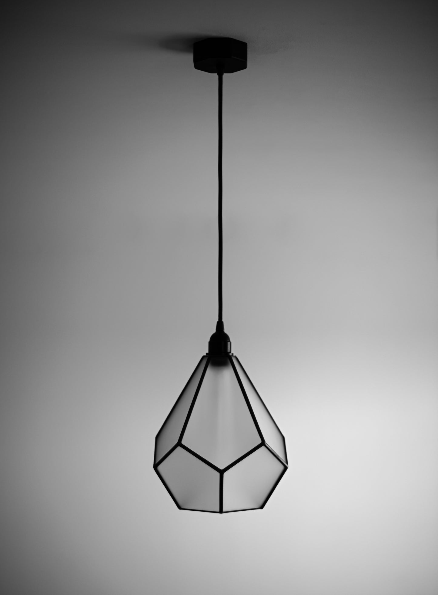 Pointed Dodecahedron Geometric Matt Glass Chandelier