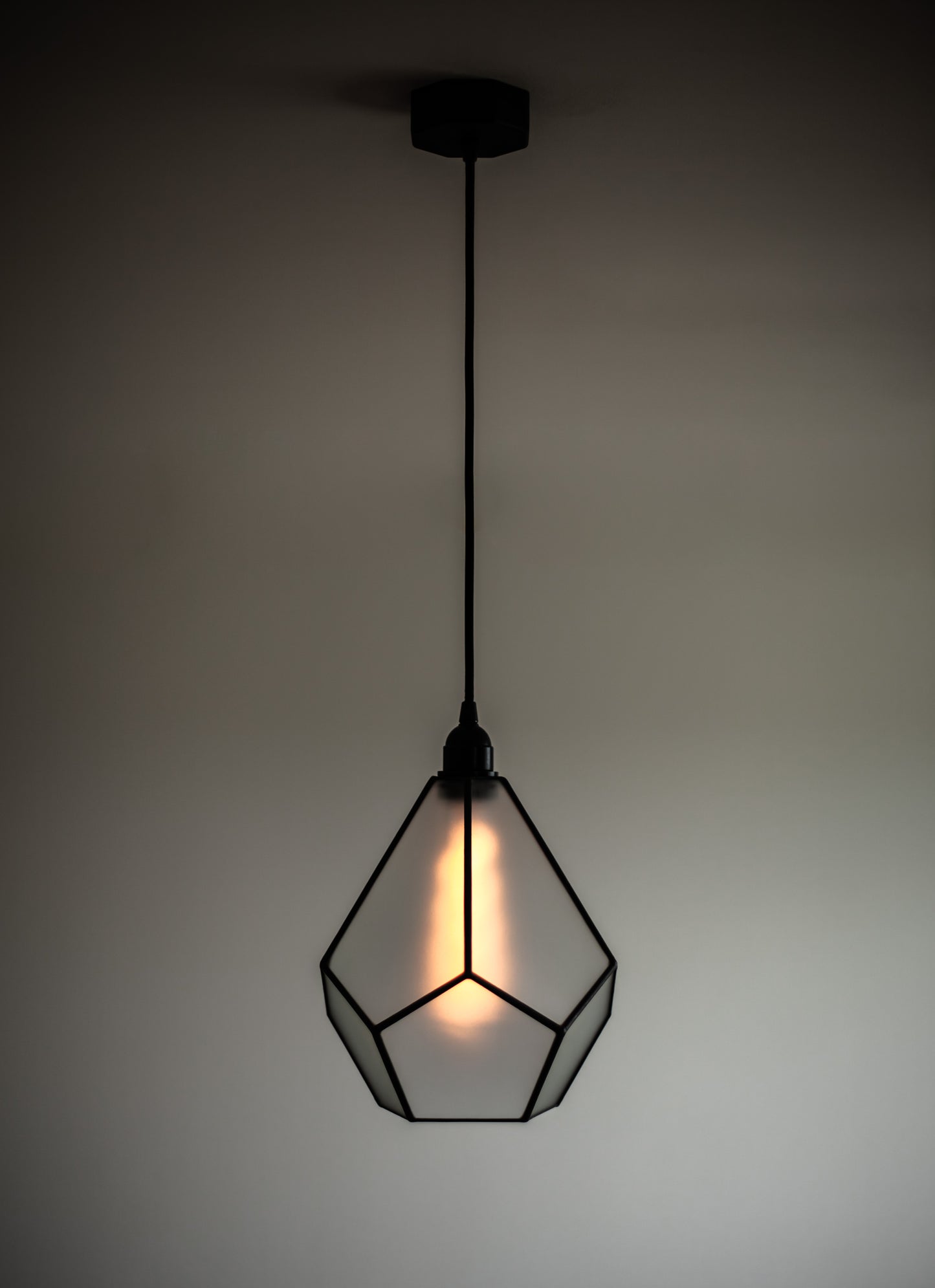 Pointed Dodecahedron Geometric Matt Glass Chandelier