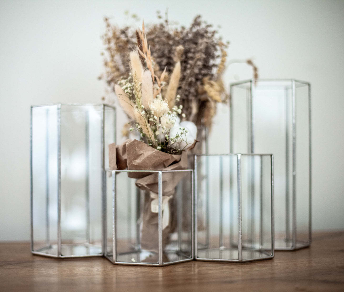 Hexagonal Glass Vase Set