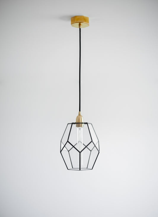Elongated Dodecahedron Glass Geometric Chandelier