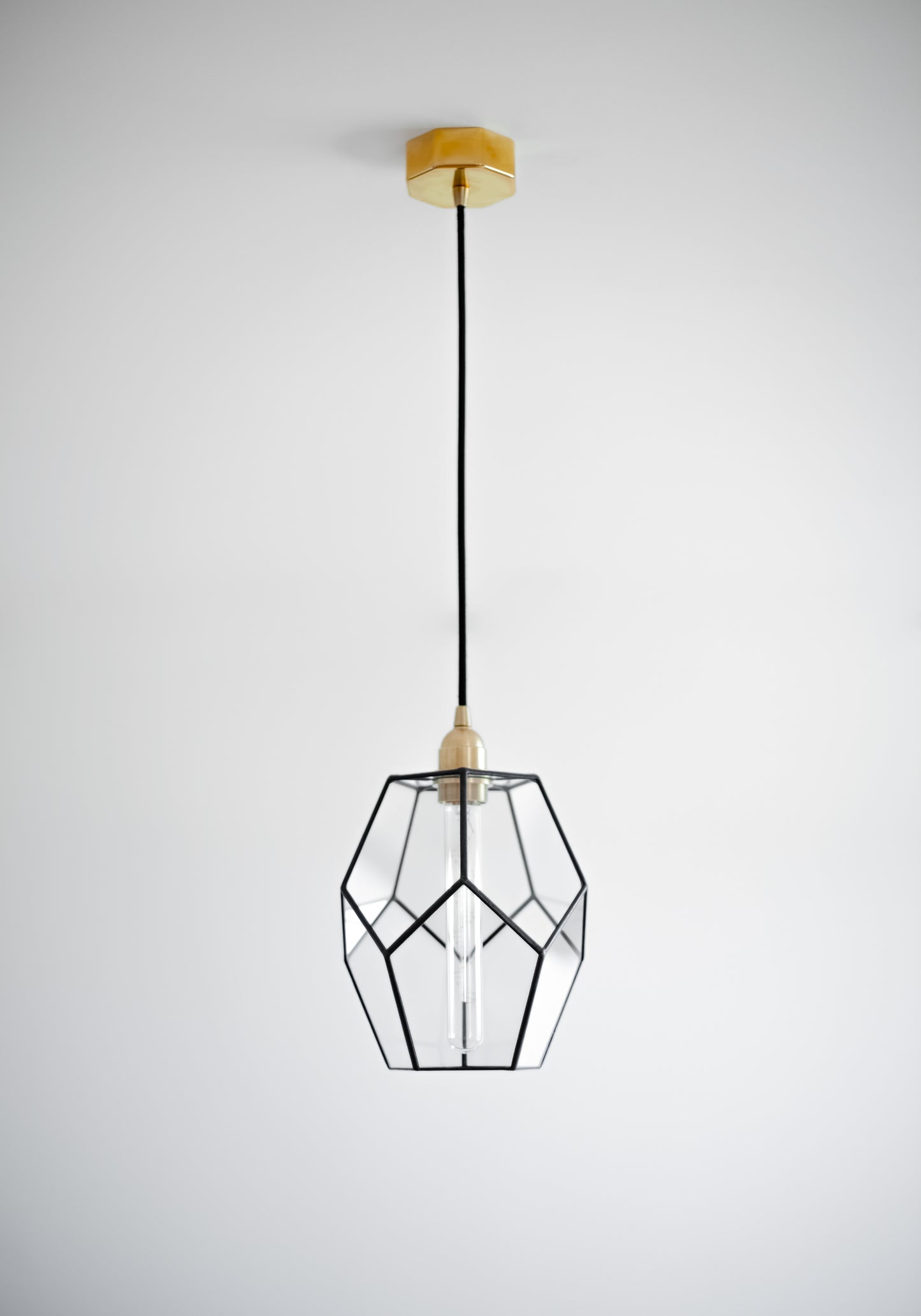 Удлиненная стеклянная геометрическая люстра додекаэдра
