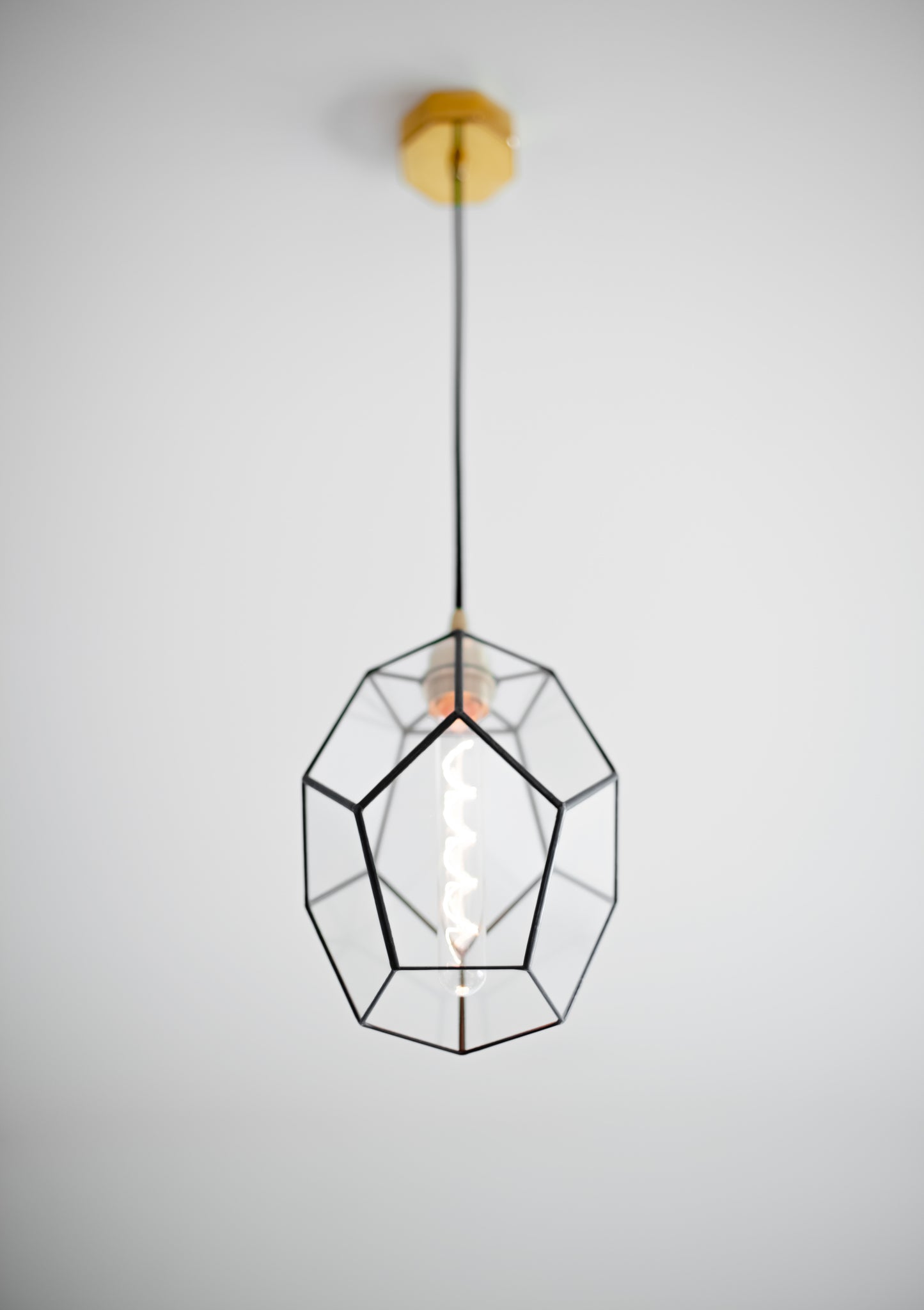Удлиненная стеклянная геометрическая люстра додекаэдра
