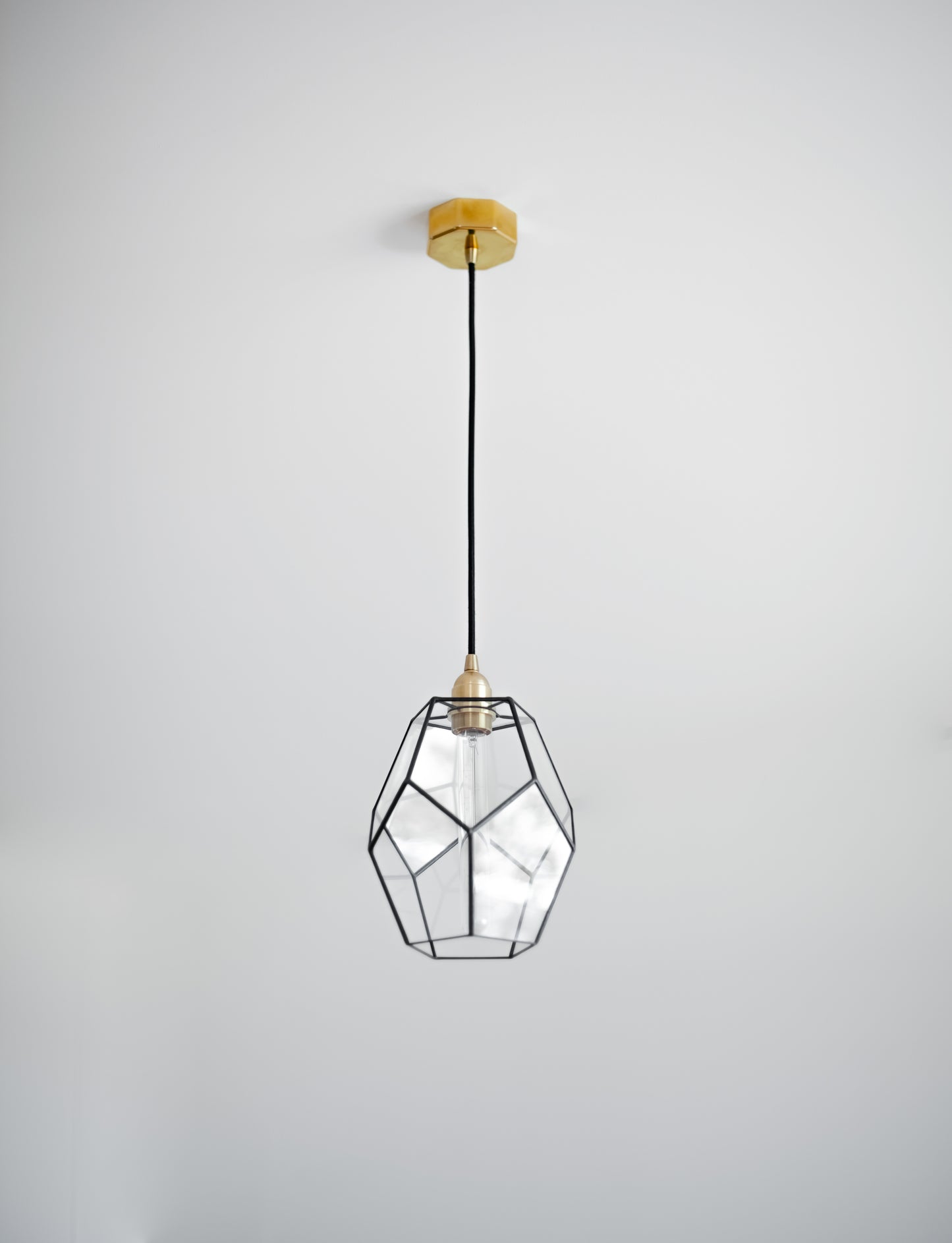 Удлиненная стеклянная геометрическая люстра додекаэдра