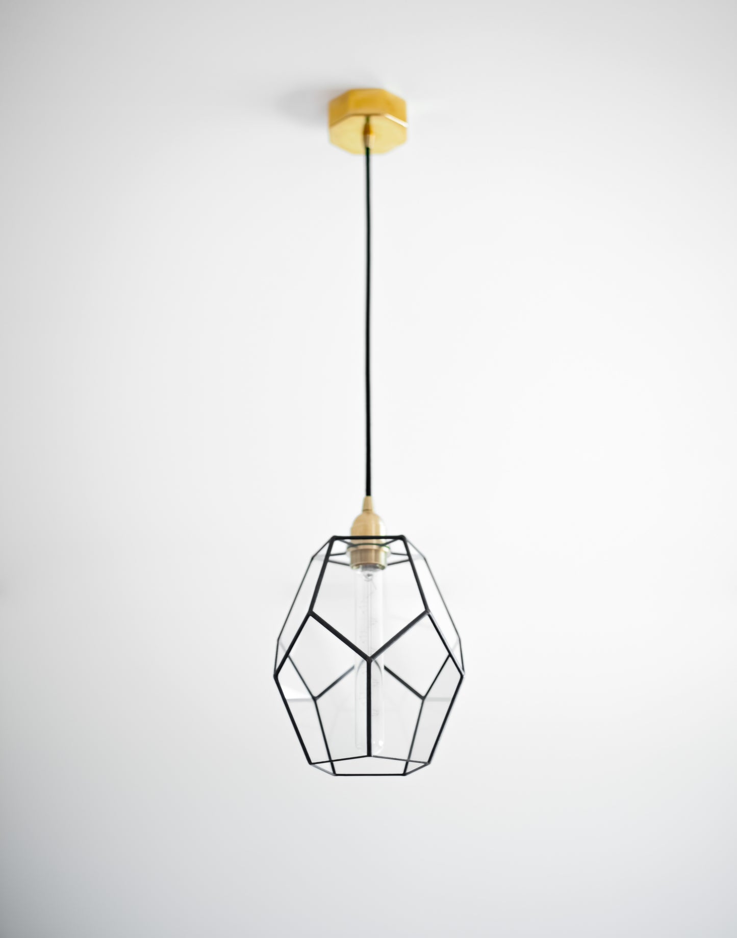 Удлиненная стеклянная геометрическая люстра додекаэдра