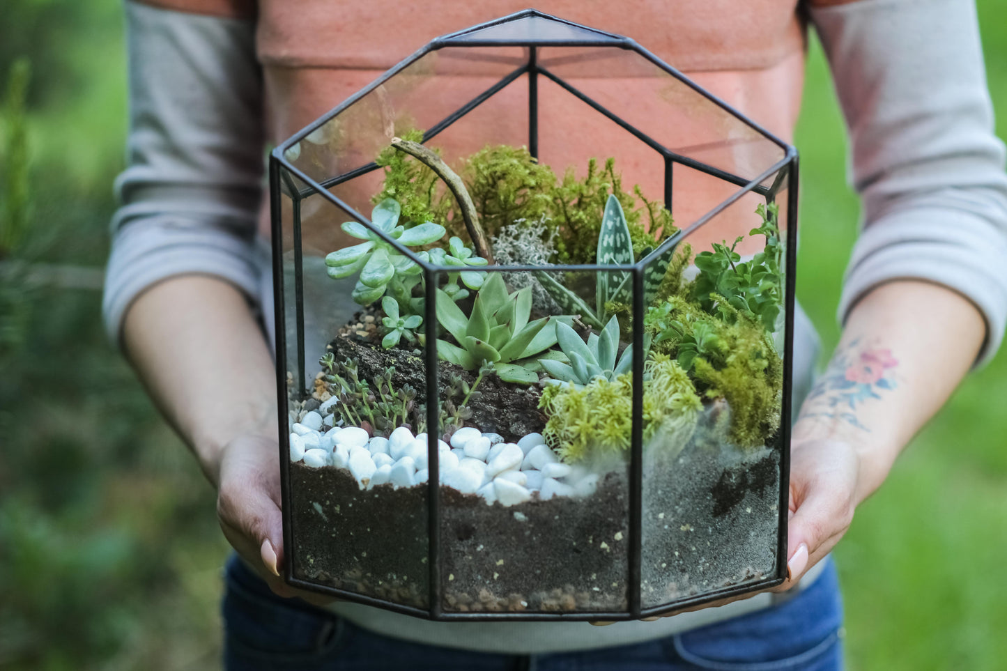 Large Crystal Glass Geometric Terrarium