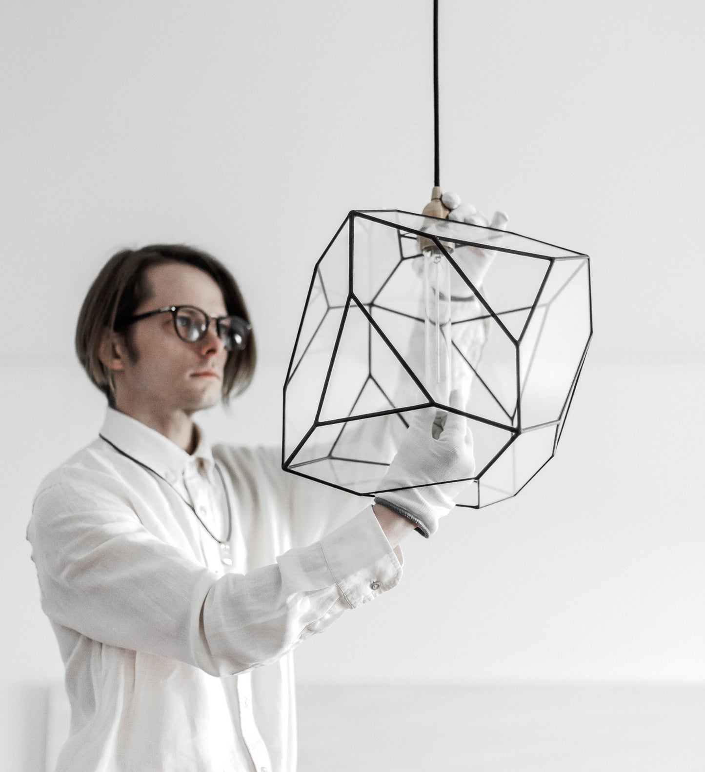 Projected Octahedron Exclusive Geometric Glass Chandelier
