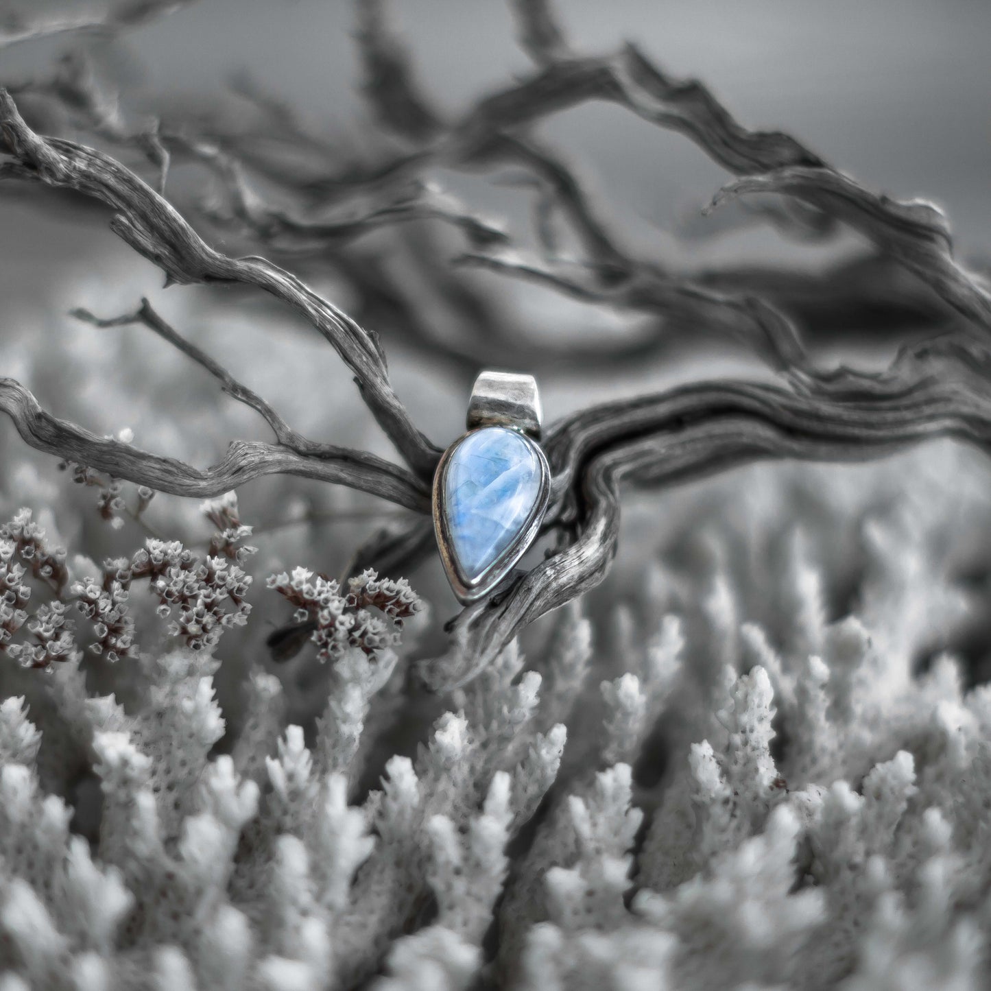 Rainbow Moonstone Silver Pendant