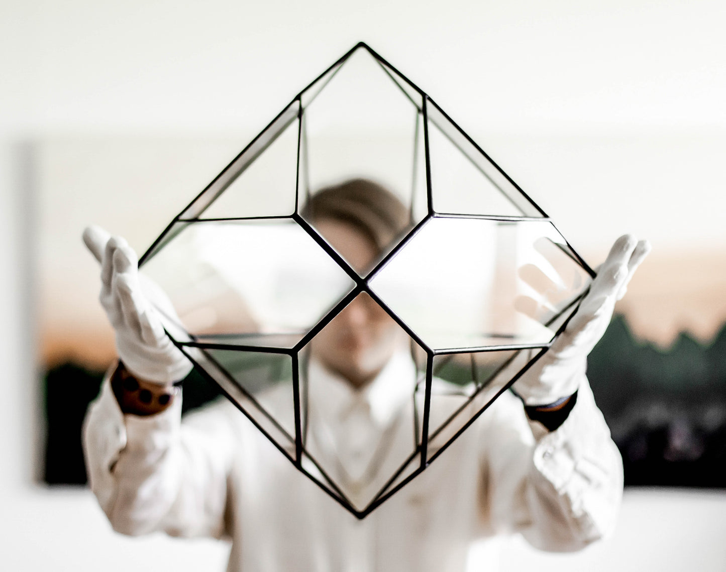 Projected Octahedron Exclusive Geometric Glass Chandelier