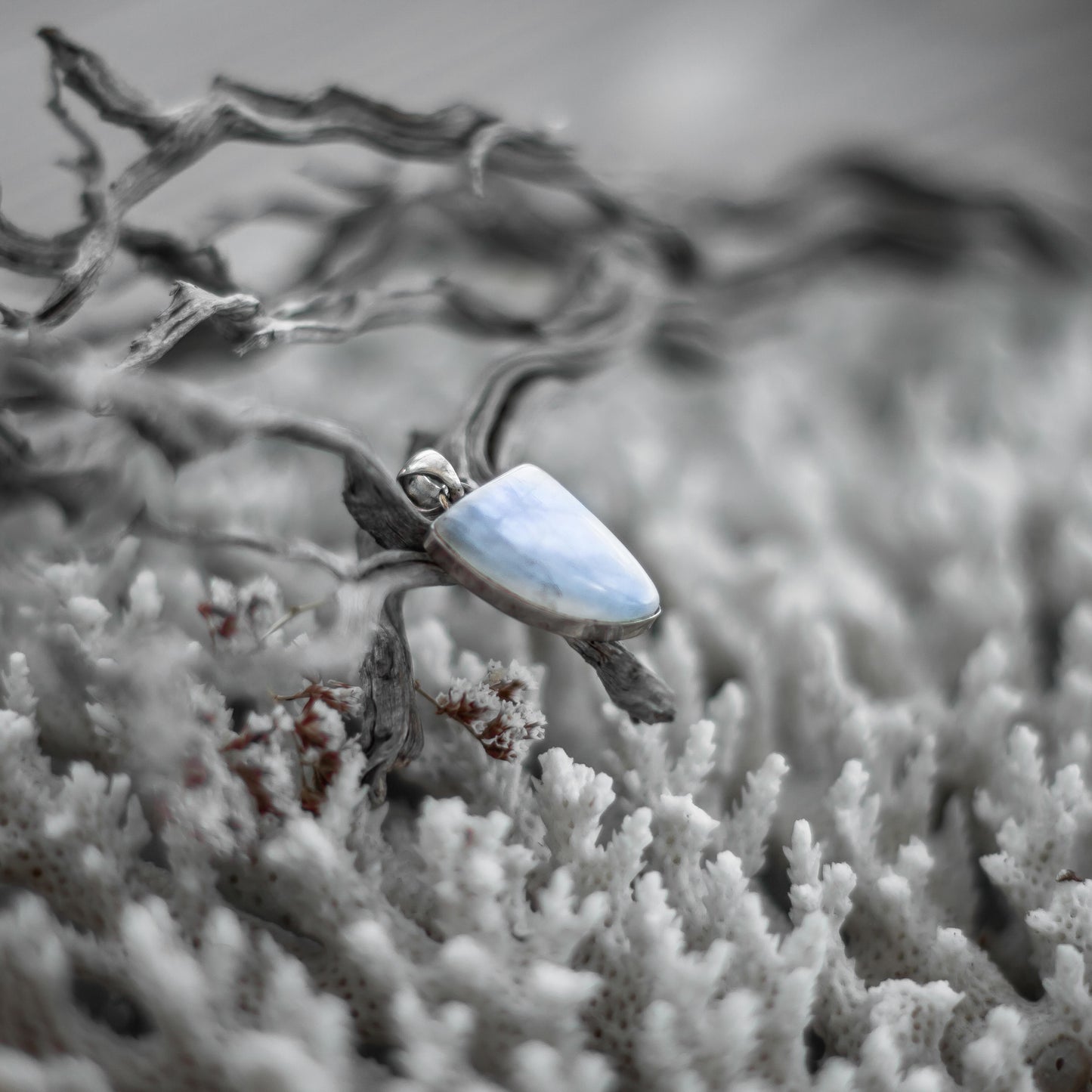 Rainbow Moonstone Silver Pendant