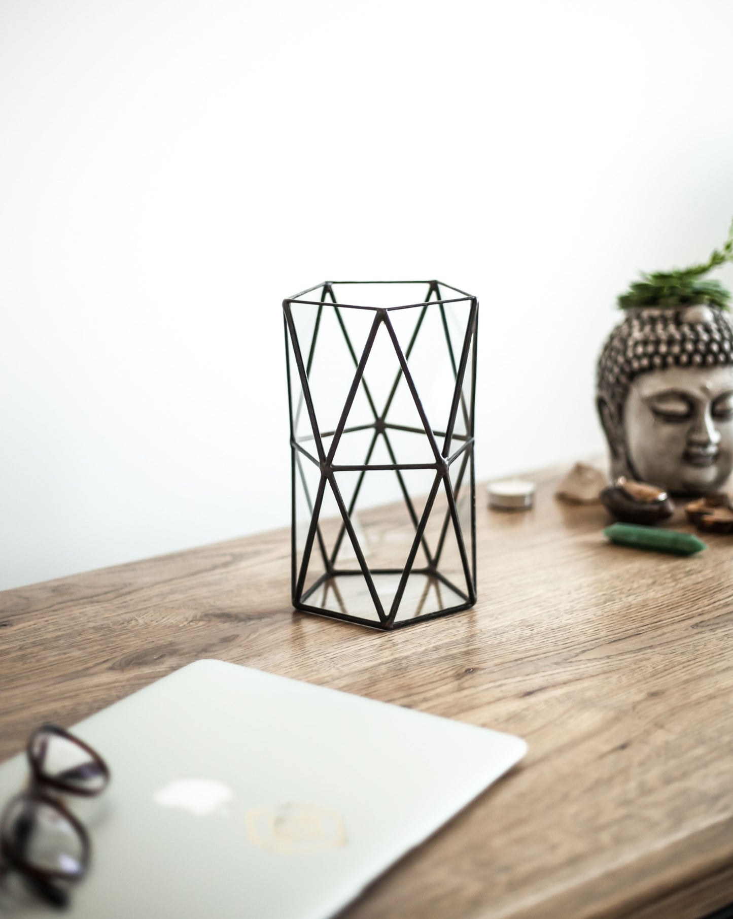 Geometric Double Anti Prism Glass Vase
