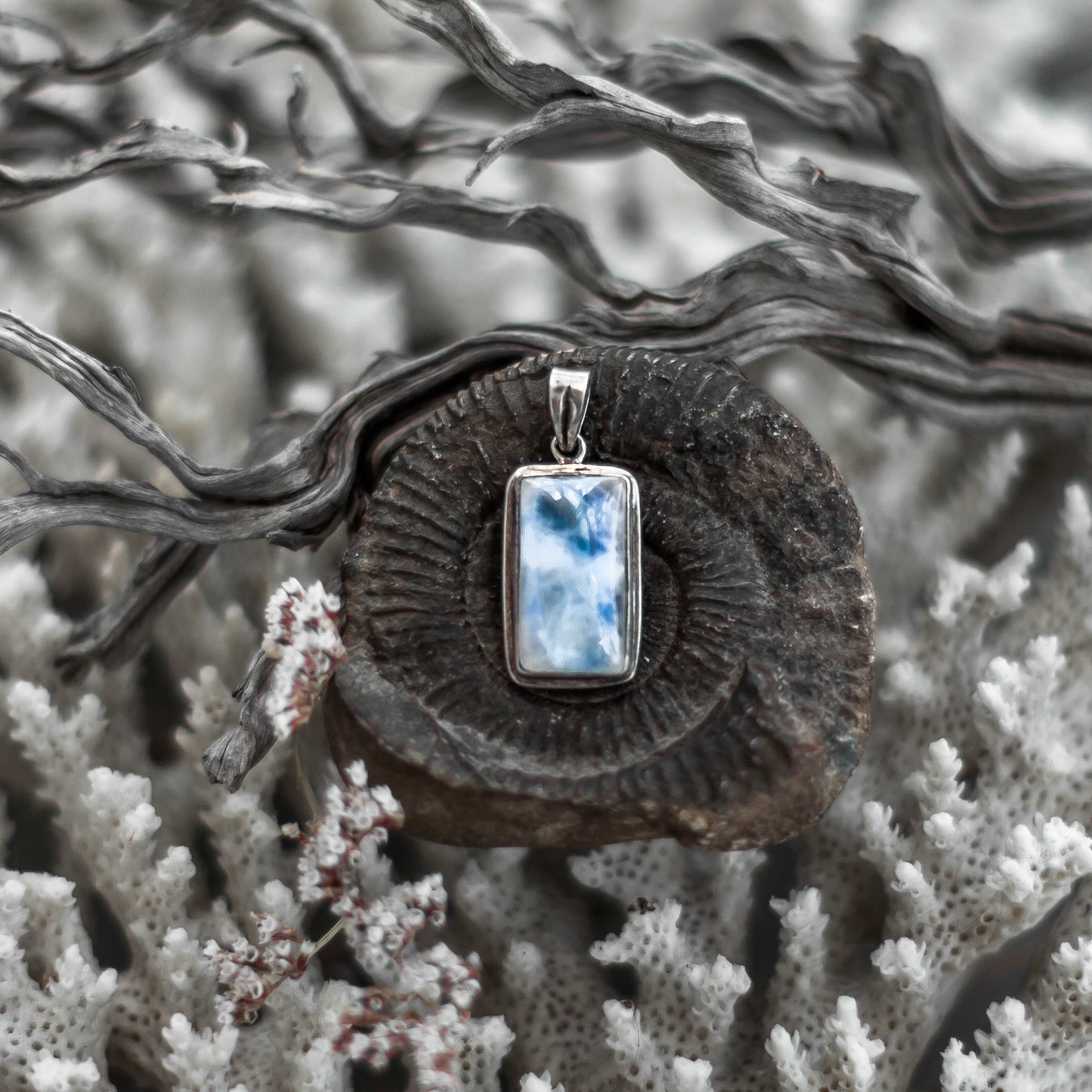 Rainbow Moonstone Silver Pendant