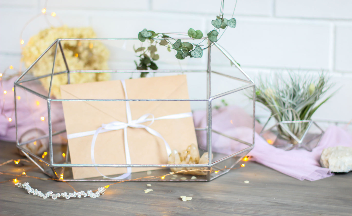 Big Geometric Glass Wedding Display Box
