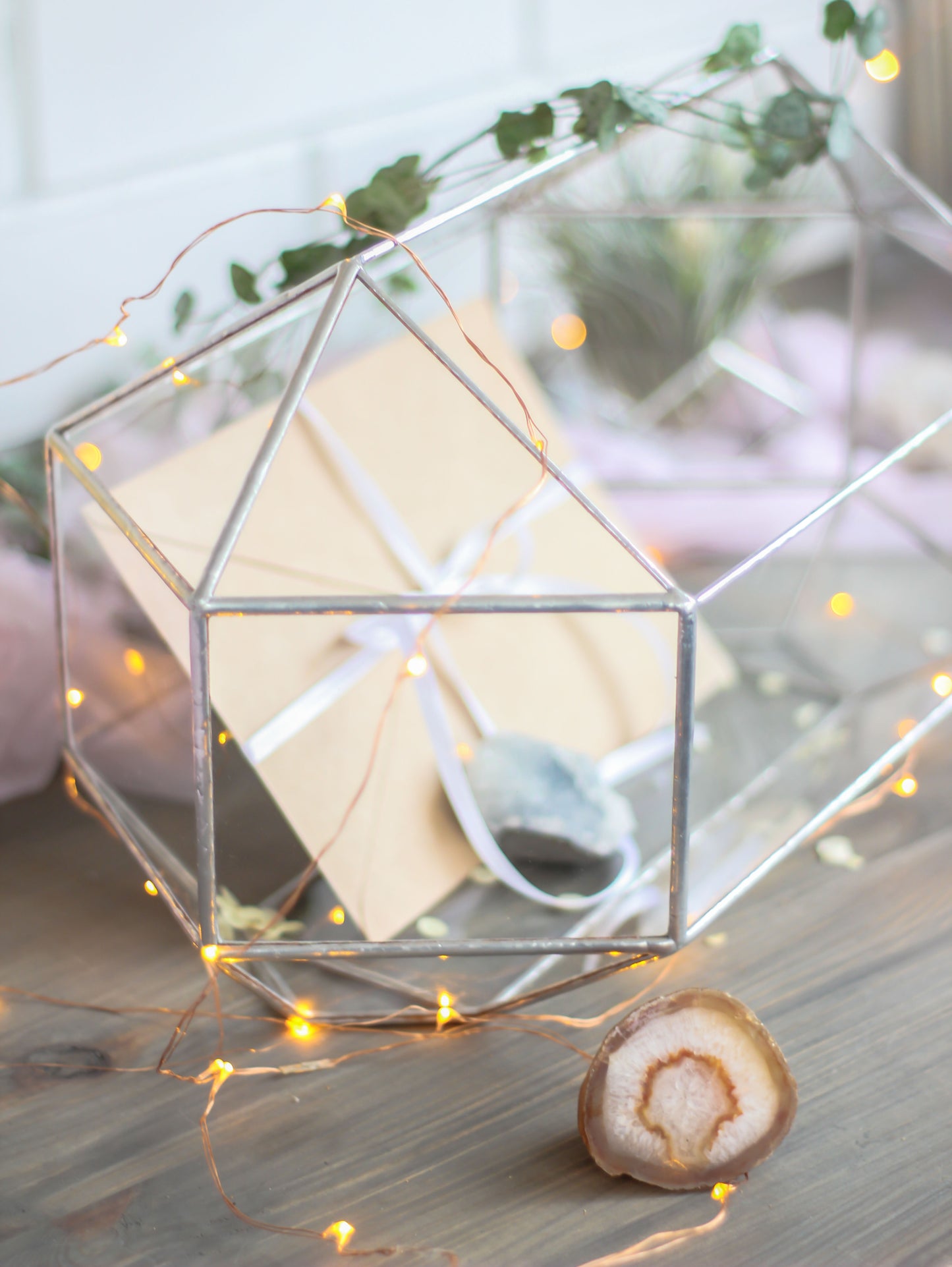 Big Geometric Glass Wedding Display Box