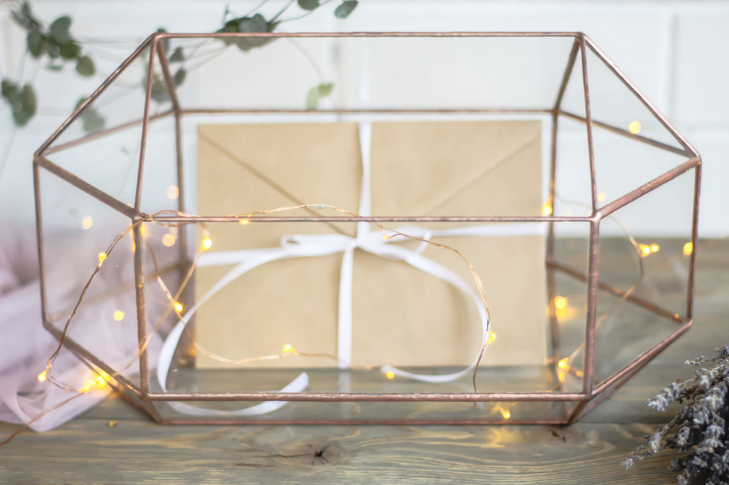 Big Geometric Glass Wedding Display Box