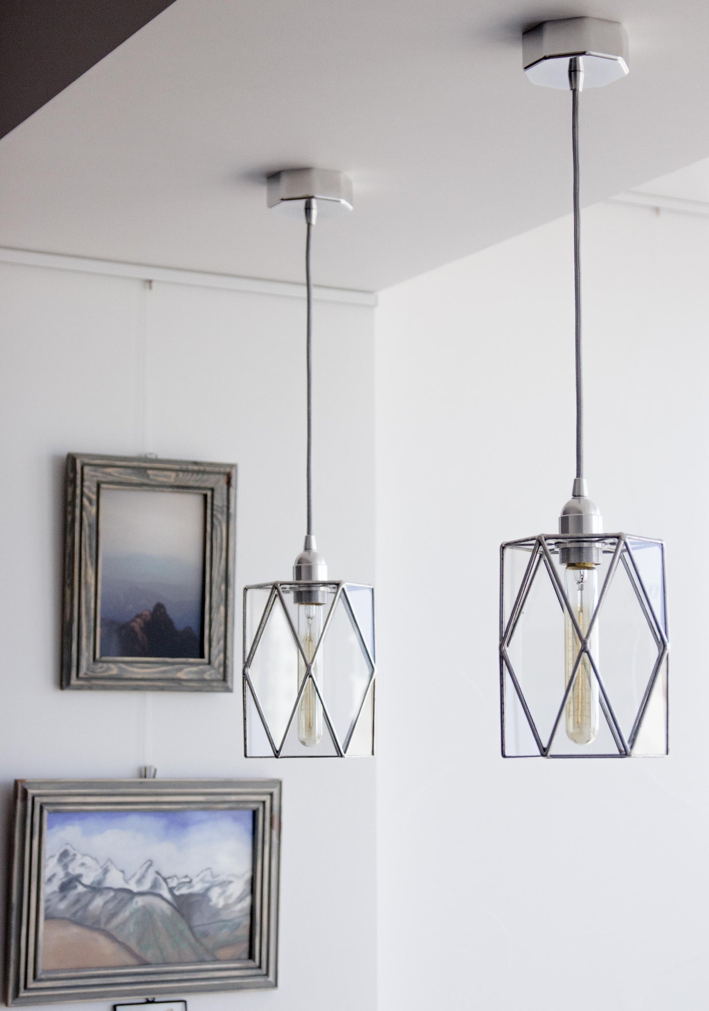 Hexagonal Glass Chandelier