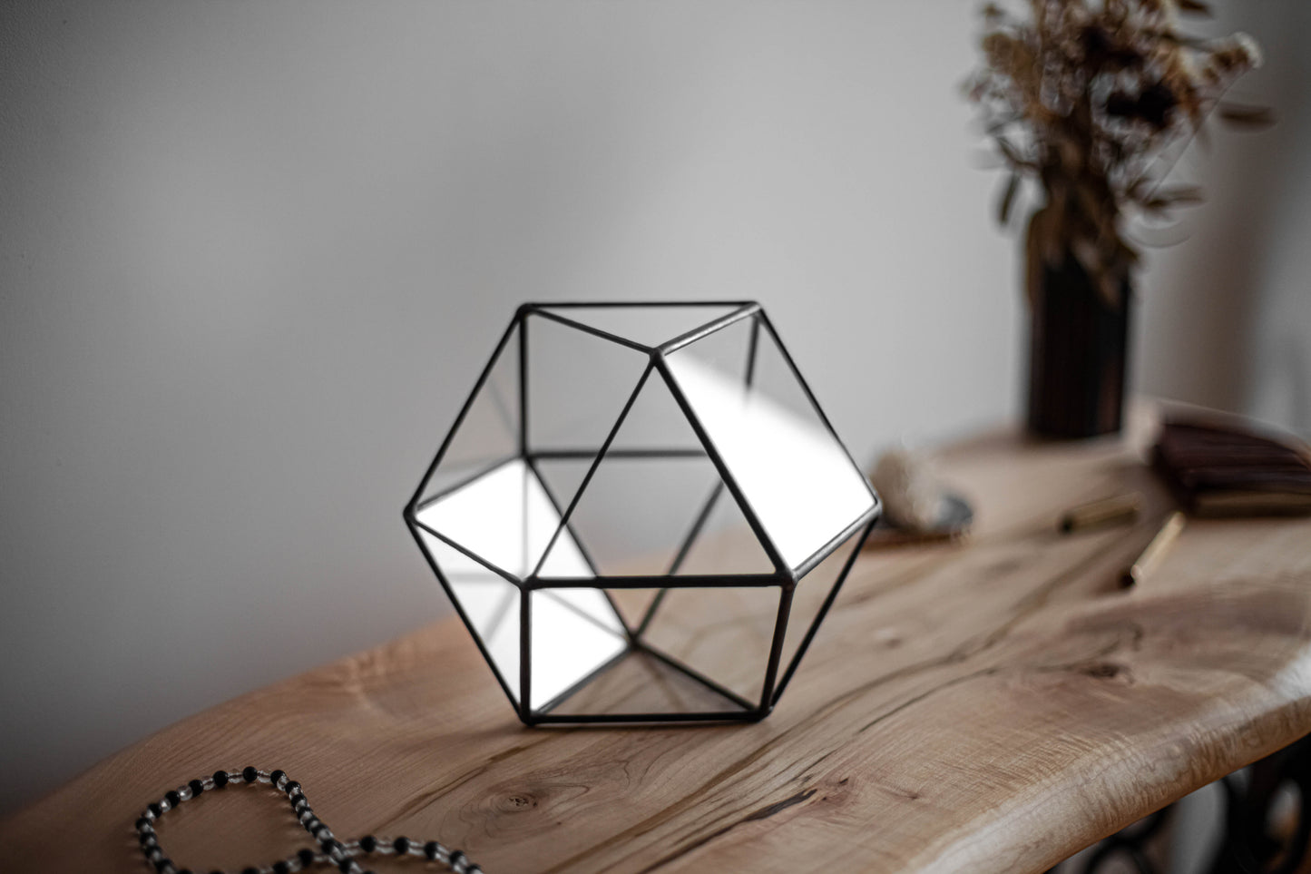 Cuboctahedron Stained Glass Geometric Terrarium