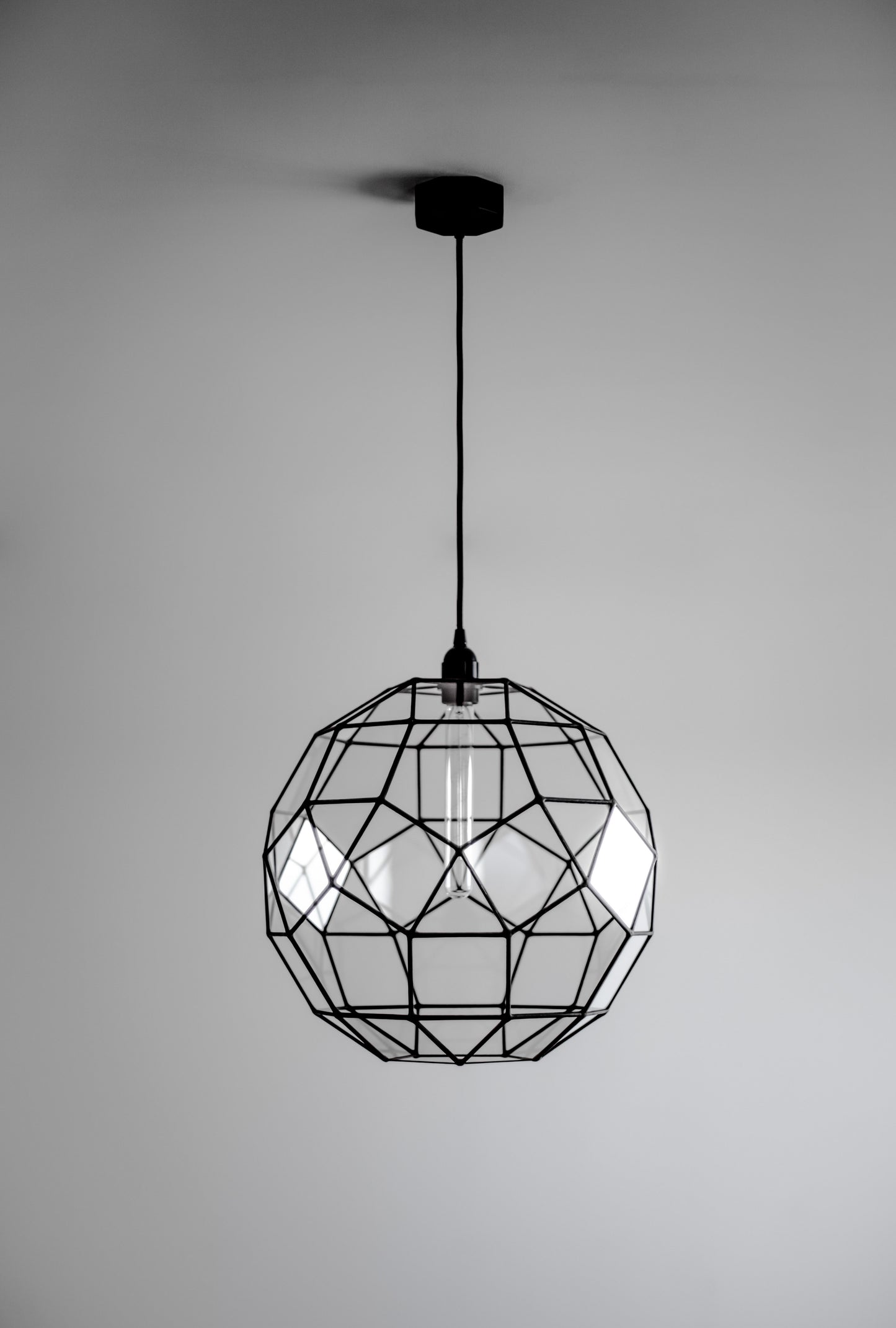 Rhombicosidodecahedron Geometric Glass Chandelier
