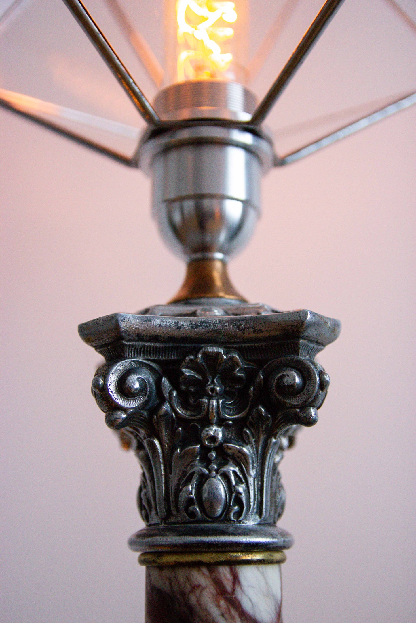 Stereo Russian Table Lamp - early 20th century  With Glass Shape Icosahedron