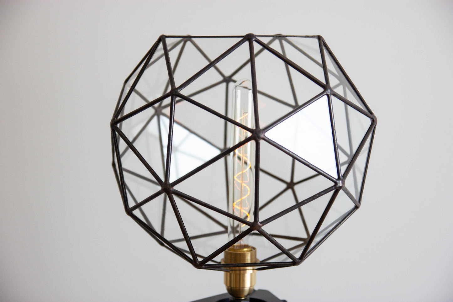 Old Wood Tripod With Glass Geometric With Pentakis Dodecahedron