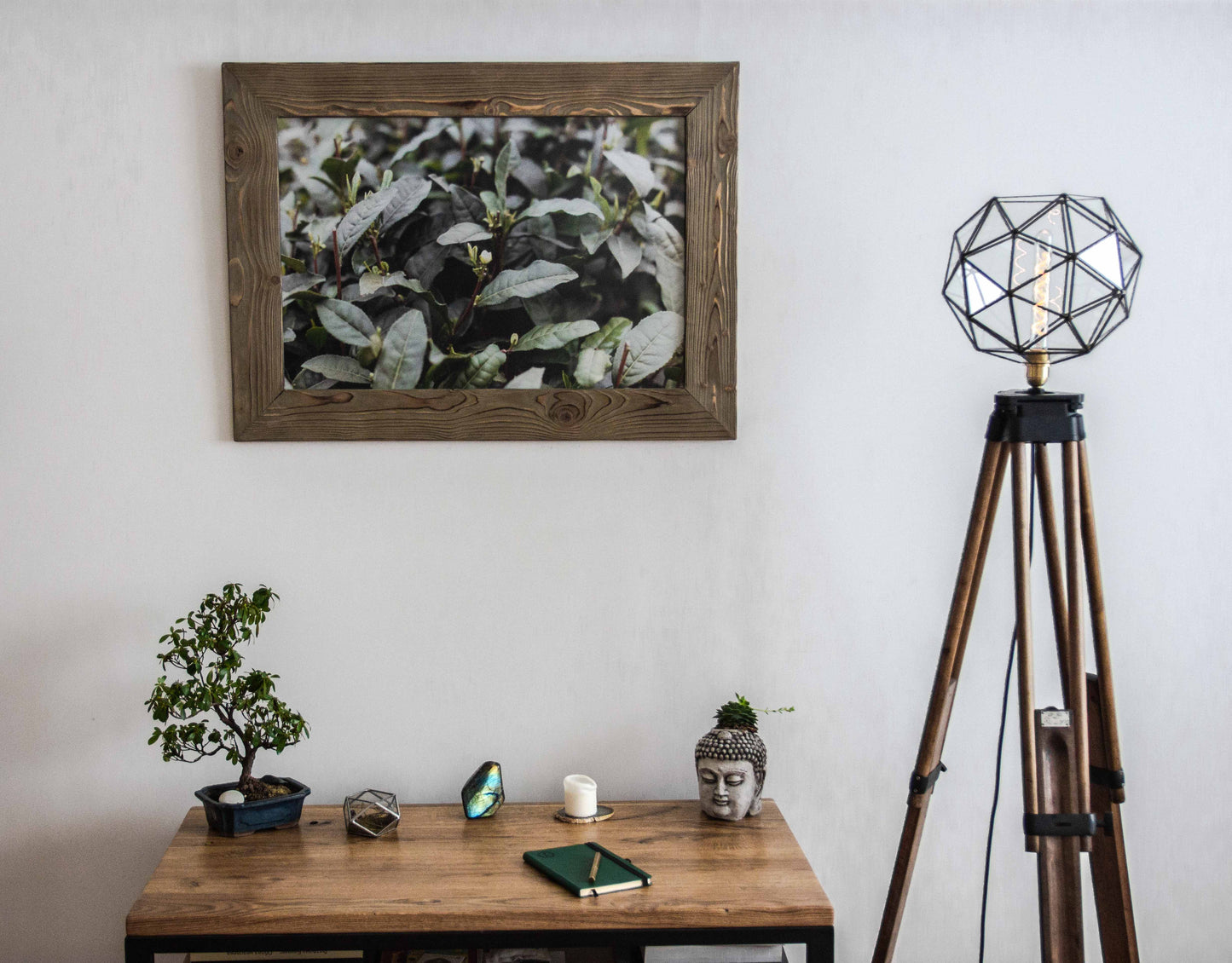 Old Wood Tripod With Glass Geometric With Pentakis Dodecahedron