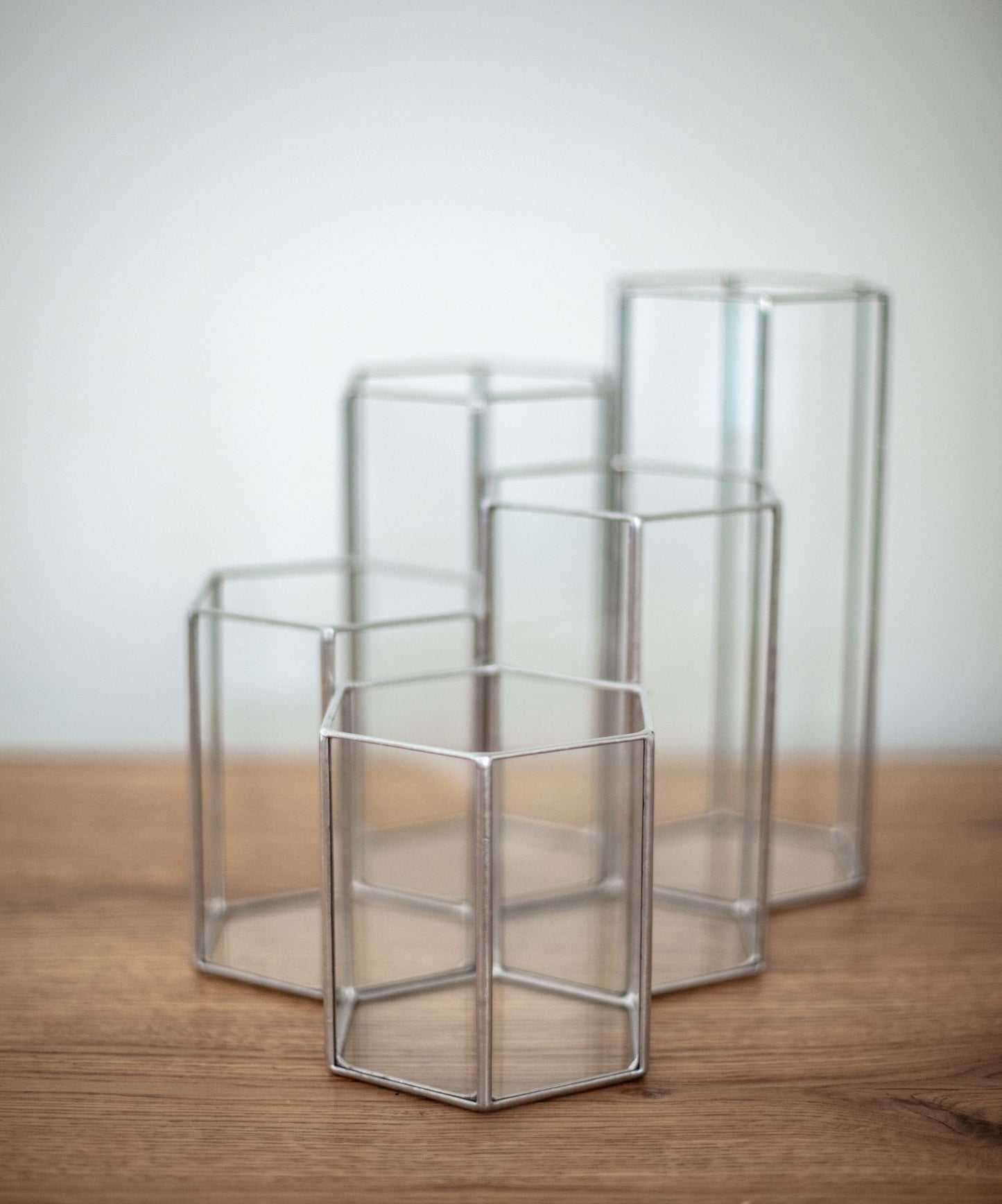 Hexagonal Glass Vase Set