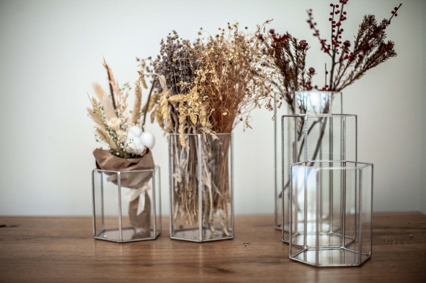 Hexagonal Glass Vase Set