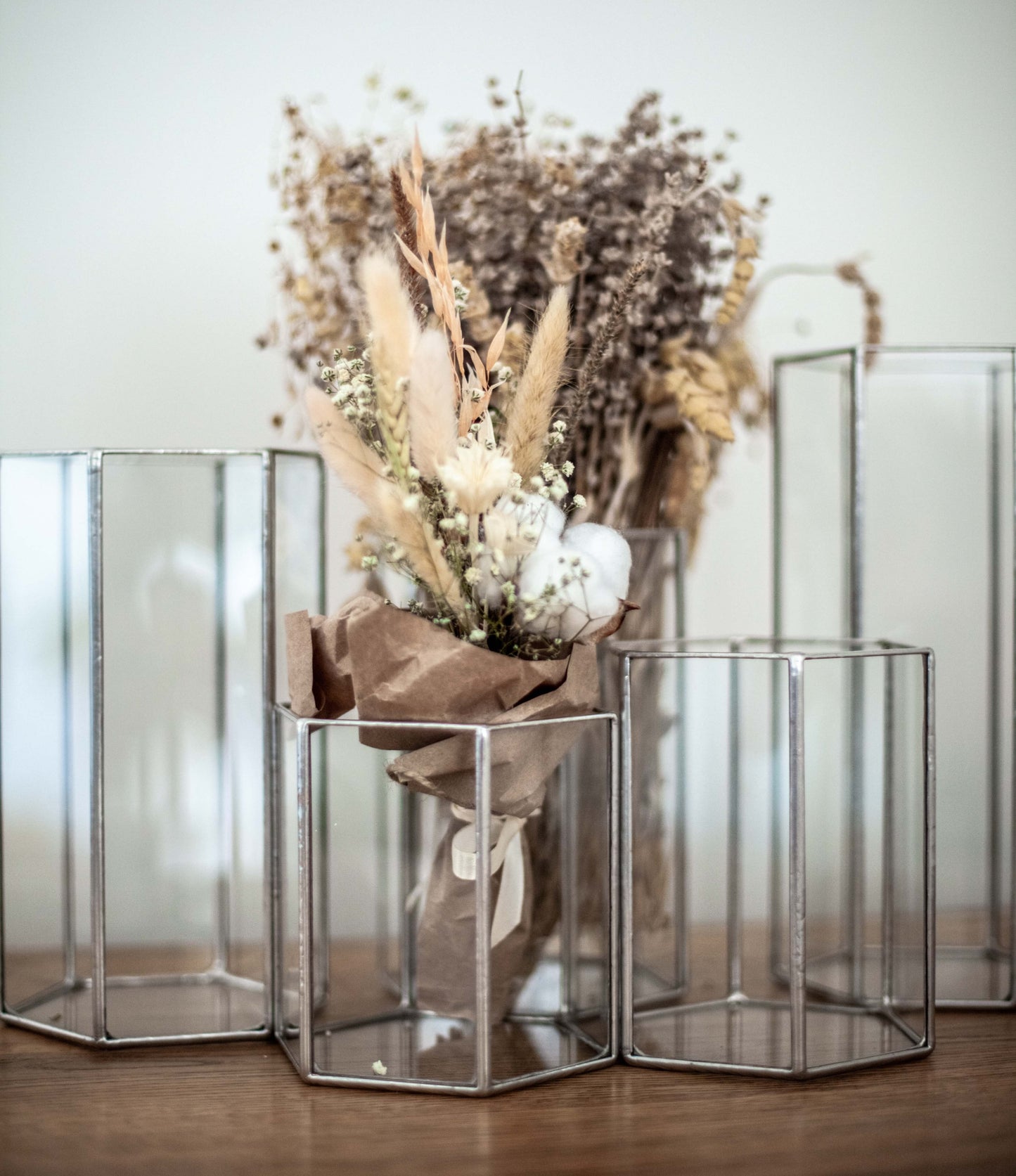 Hexagonal Glass Vase Set