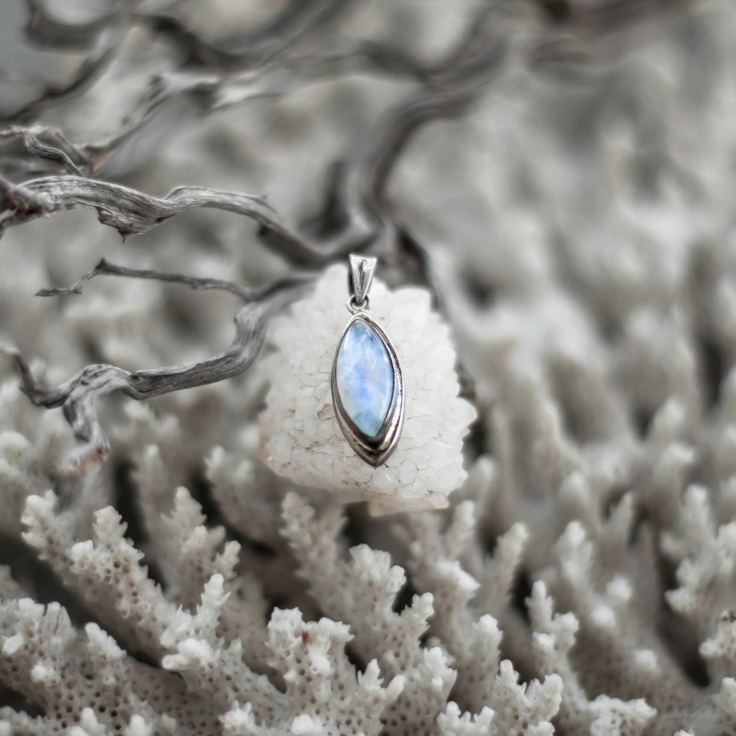 Rainbow Moonstone Silver Pendant