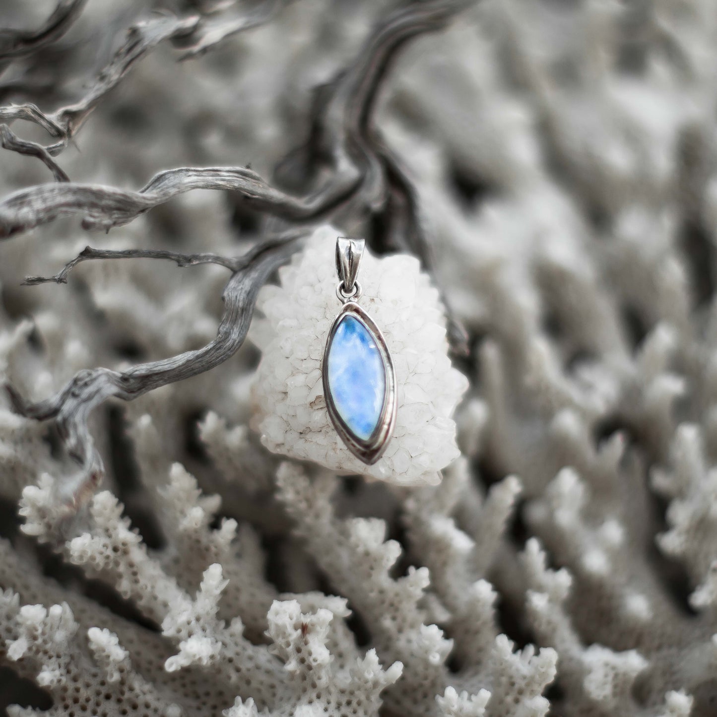 Rainbow Moonstone Silver Pendant