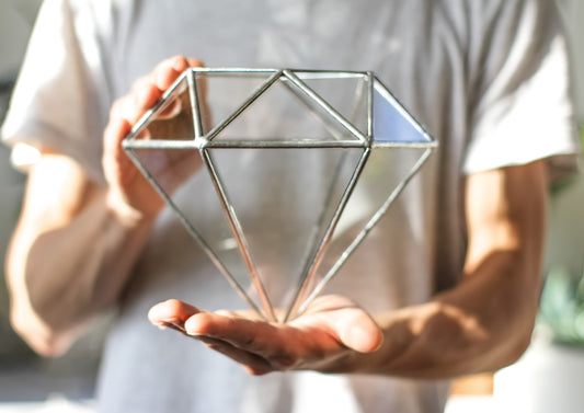 Большой алмазный стеклянный геометрический террариум