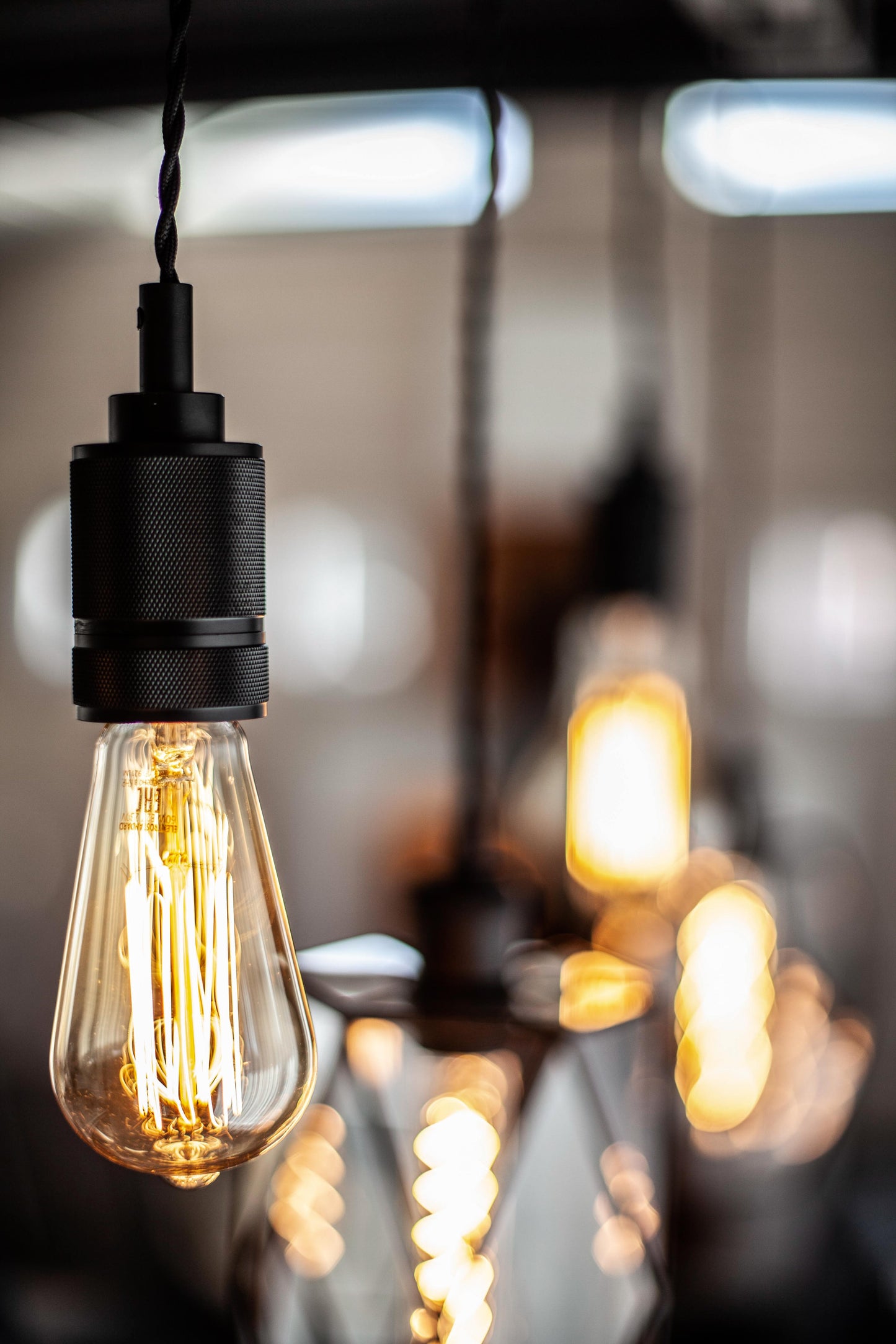 Wood Pendant Light with Geometric Glass Chandelier